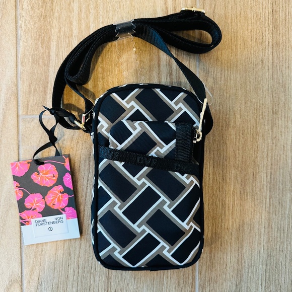 DVF for Target Cellphone Holder Crossbody Bag Vintage Weave Neutral - Picture 5 of 9